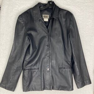 Forenza Leather Jacket Womens Size 12 Black Dark Academia Witchy Halloween